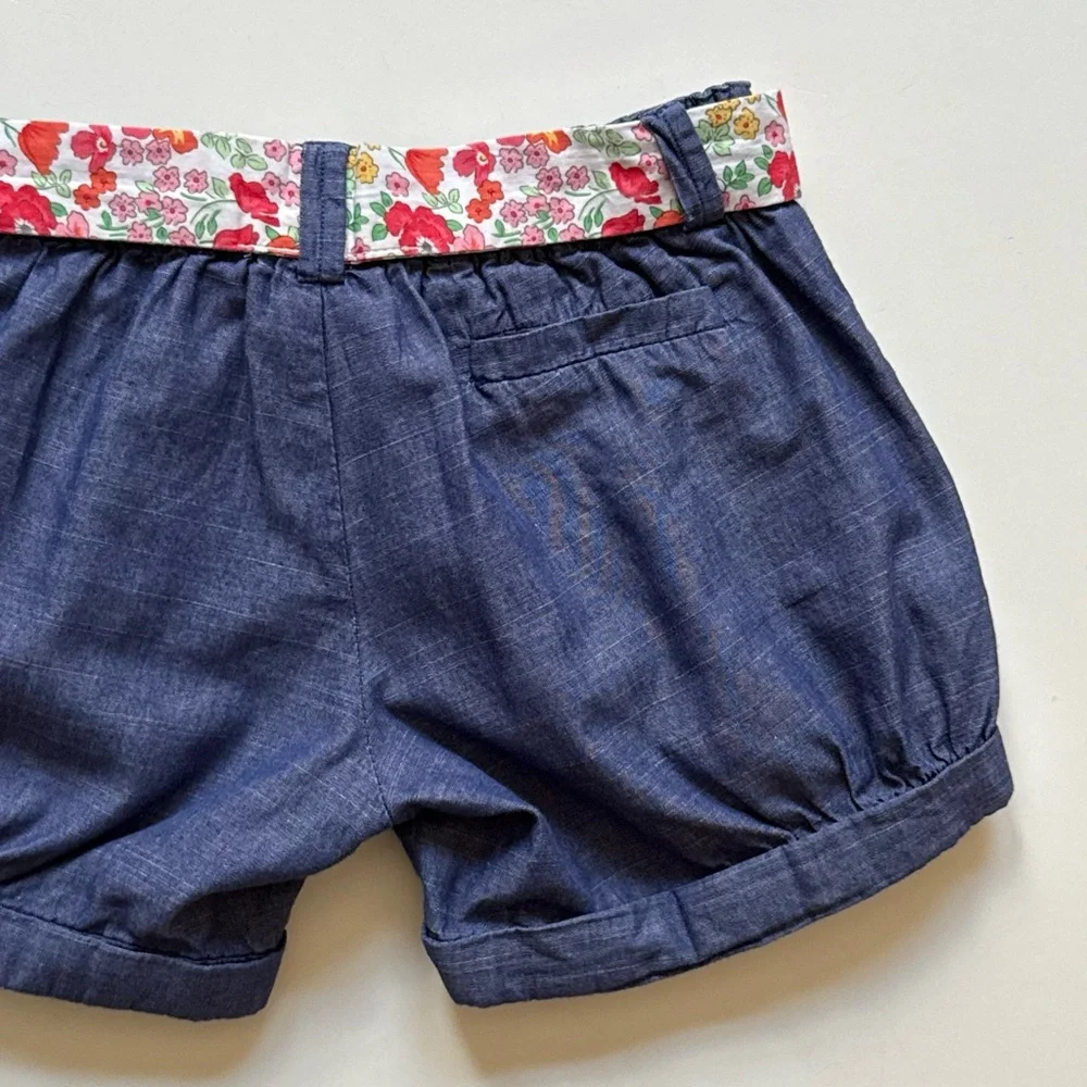 Jacadi Girls Liberty Floral Belted Denim Shorts - Size 2Y - Picture 7 of 10